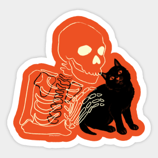 Skeleton and Kitten Sticker